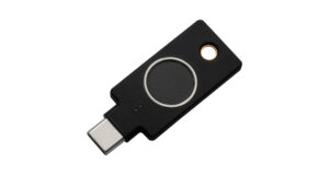 YubiKey C Bio – FIDO Edition. USB C security key with fingerprint recognition. Instant access to all your accounts and apps with a single tap, only from Yubico SKU: 5060408464175